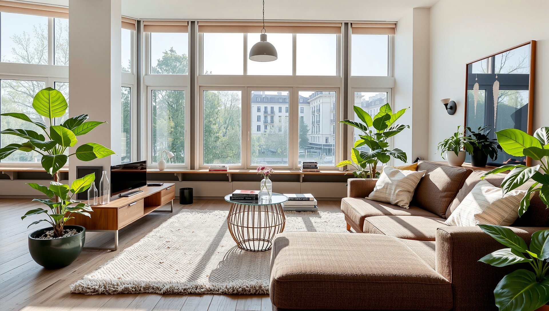 Contemporary living area renovation in Mitte, Berlin with open layout and natural elements